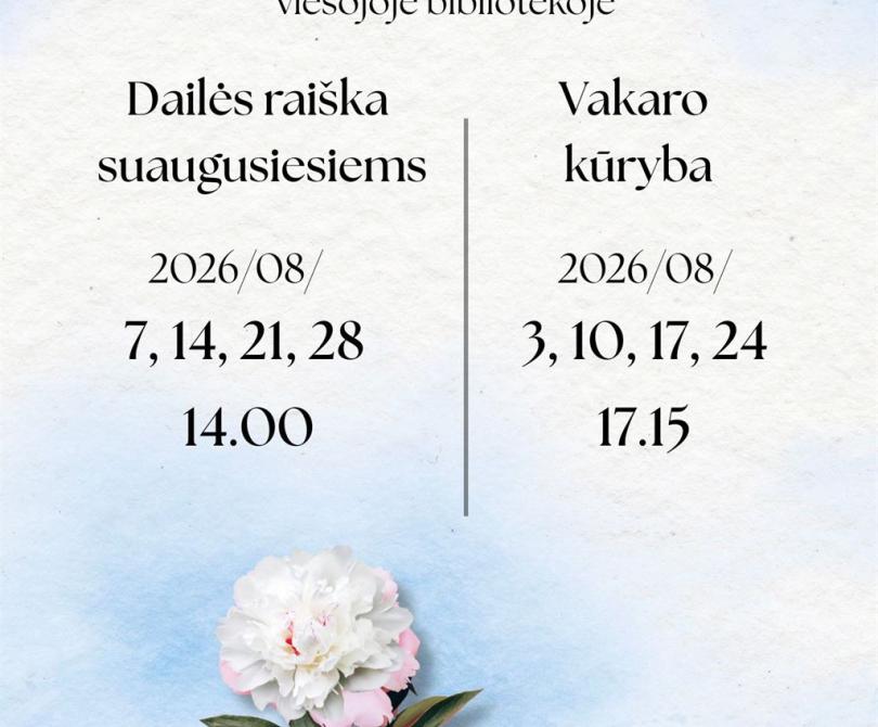 Dailės užsiėmimai rugpjūčio mėnesį