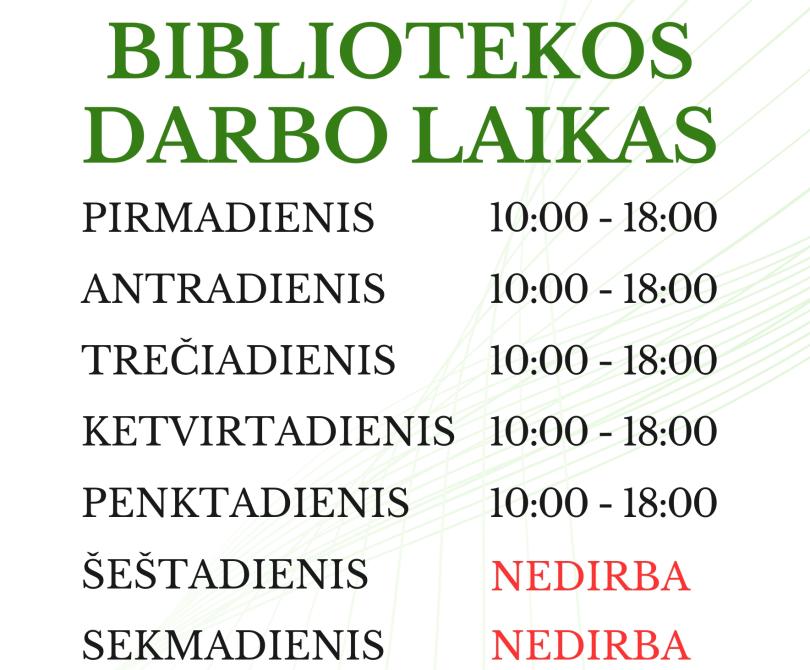 Keičiamas bibliotekos darbo laikas