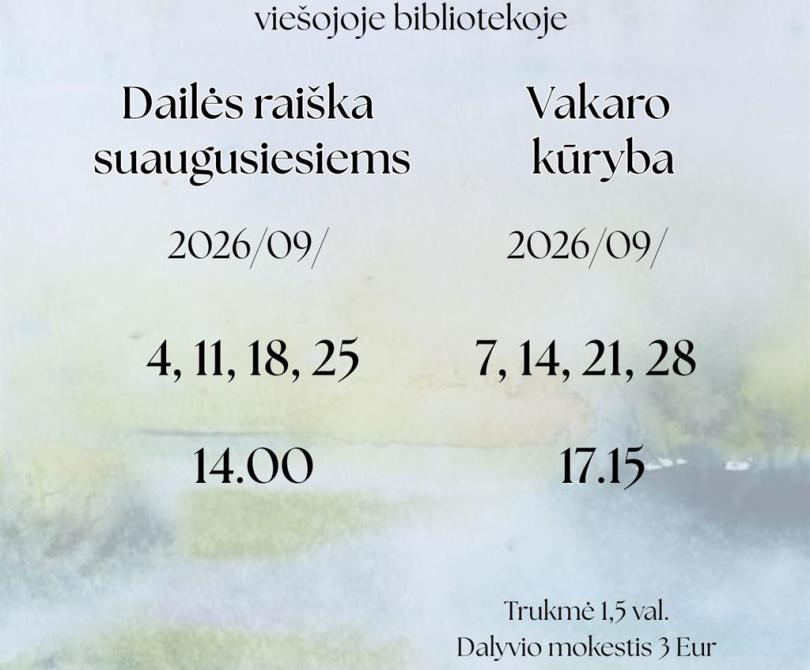 Dailės užsiėmimai rugsėjo mėnesį