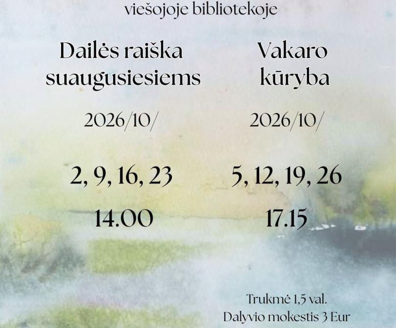 Dailės užsiėmimai spalio mėnesį