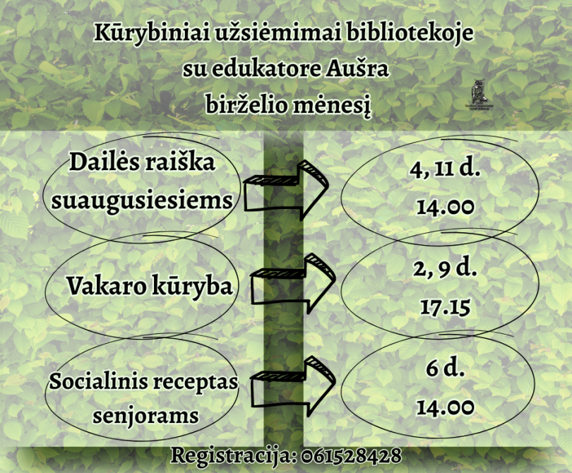 Kūrybiniai užsiėmimai su edukatore Aušra