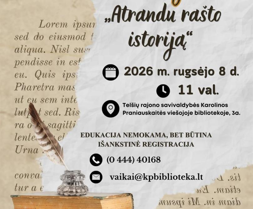 Vaikams – edukacija „Atrandu rašto istoriją“