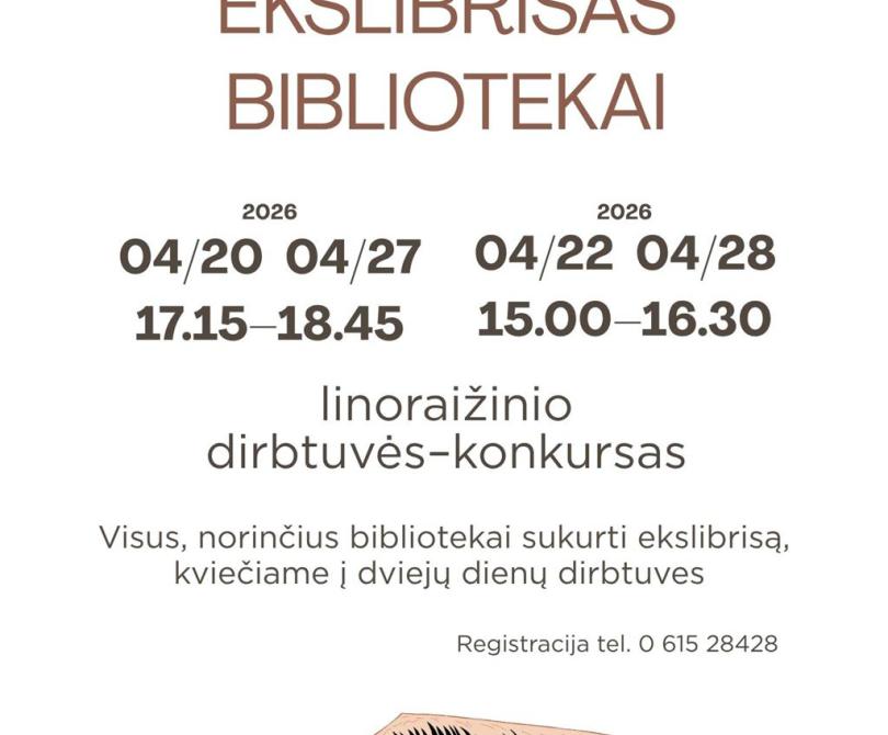 Linoraižinio dirbtuvės-konkursas „Ekslibrisas bibliotekai“