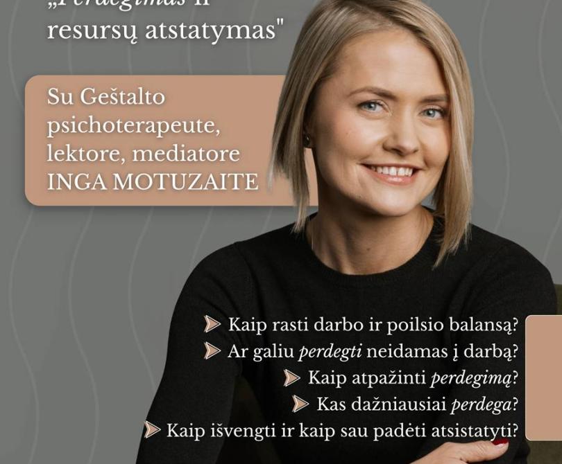 Psichoterapeutės Ingos Motuzaitės paskaita