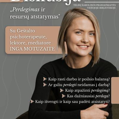 Psichoterapeutės Ingos Motuzaitės paskaita