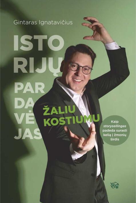Istorijų pardavėjas žaliu kostiumu