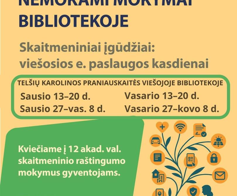 Mokymai „Skaitmeniniai įgūdžiai: viešosios e. paslaugos kasdienai“ mūsų bibliotekoje