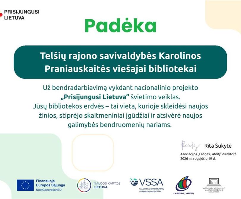 Padėka bibliotekai