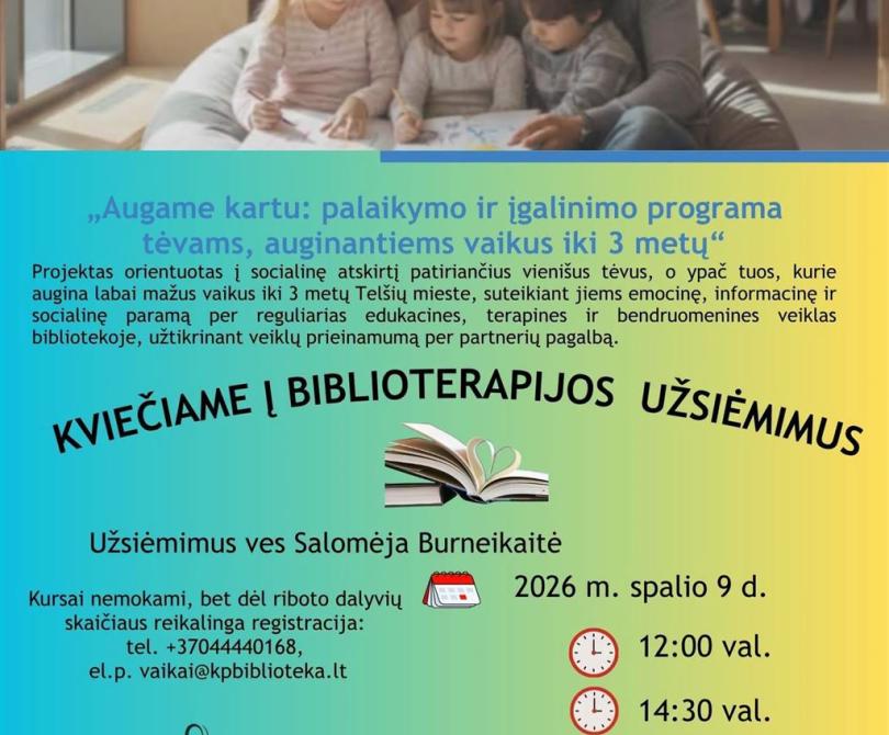 Kviečiame į biblioterapijos užsiėmimus