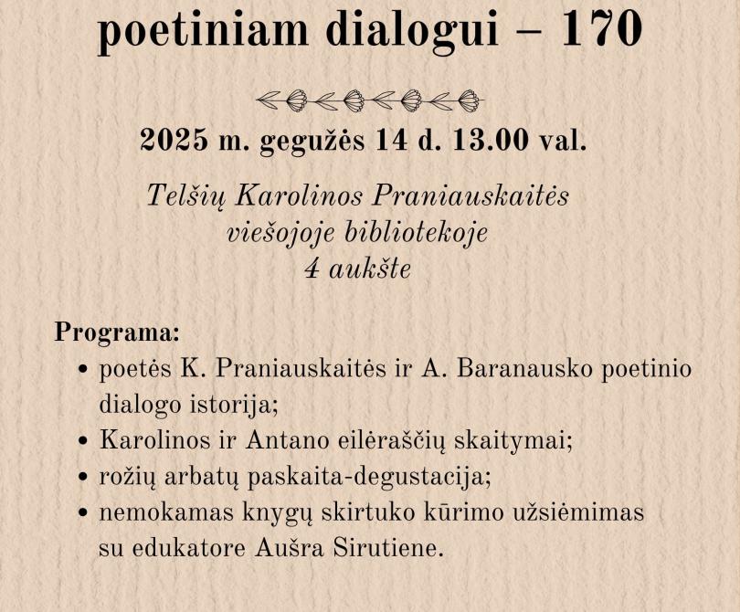 „Karolinos ir Antano poetiniam dialogui – 170“