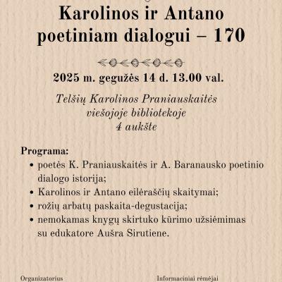 „Karolinos ir Antano poetiniam dialogui – 170“