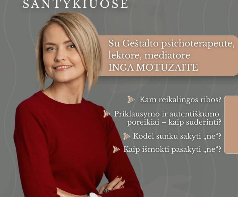 Psichoterapeutės Ingos Motuzaitės paskaita