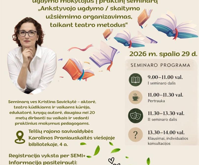 Pedagogus kviečiame į praktinį seminarą